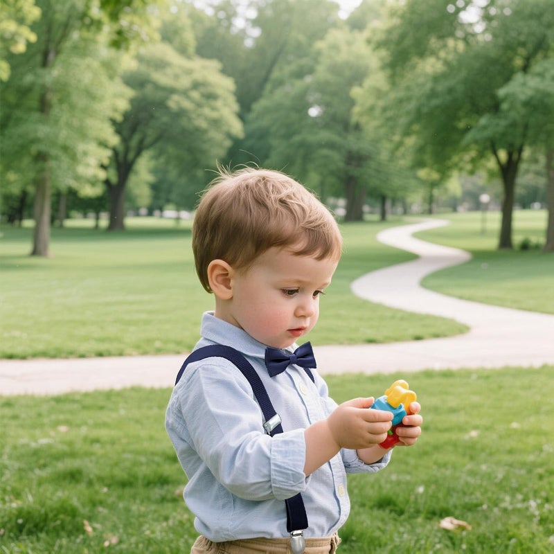 BEWDIO Bow Ties for Boys Pre Tied Toddler Bow Tie Adjustable Kids Bowties with Pocket Square Set for Wedding Party - Image 5